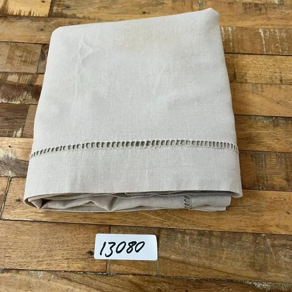 Tan Linen Cotton Blend Tablecloth 47